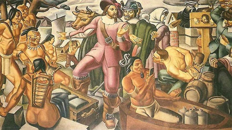 Bức tranh "Mr. Pynchon and the Settling of Springfield" của họa sĩ Umberto Romano.