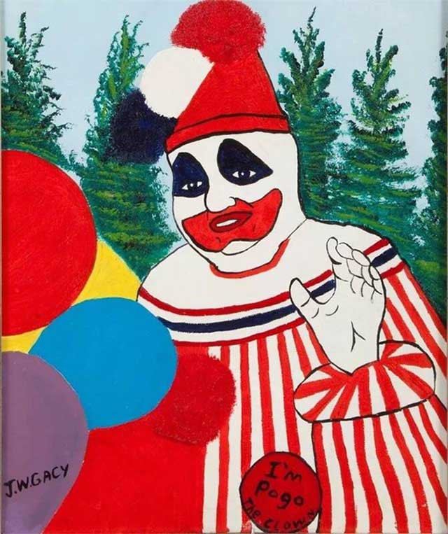 buc-tranh-pogo-the-clown Một bức chân dung tự họa của kẻ giết người hàng loạt John Wayne Gacy