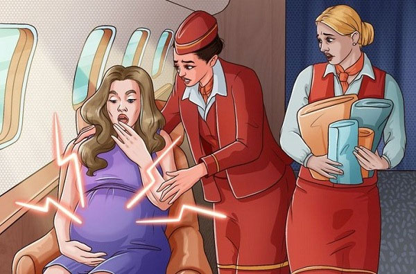 Các tiếp viên hàng không đóng vai trò như nữ hộ sinh.